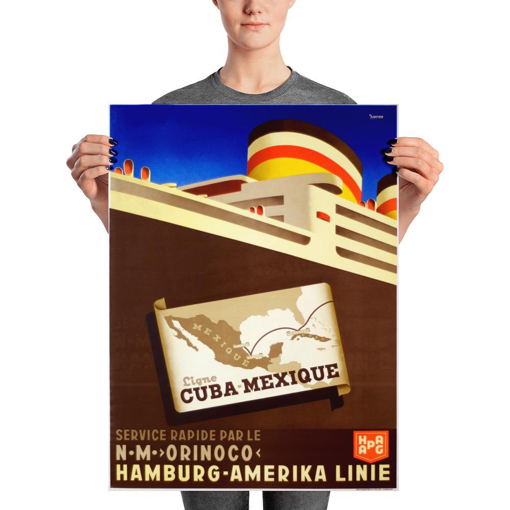 Affiche Vintage - Ligne Cuba Mexique - Hamburg-Amerika Linie