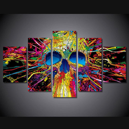 Tableaux sur toile - Set de 5 - Colorful skull | tableau | STIKEO.COM