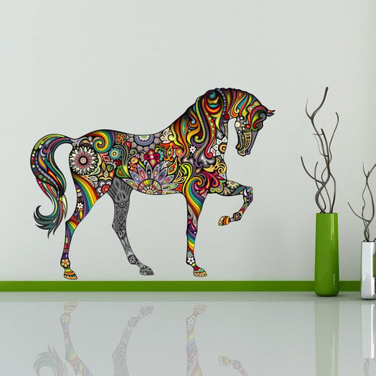 Sticker mural - Cheval motif hippie | sticker mural | STIKEO.COM