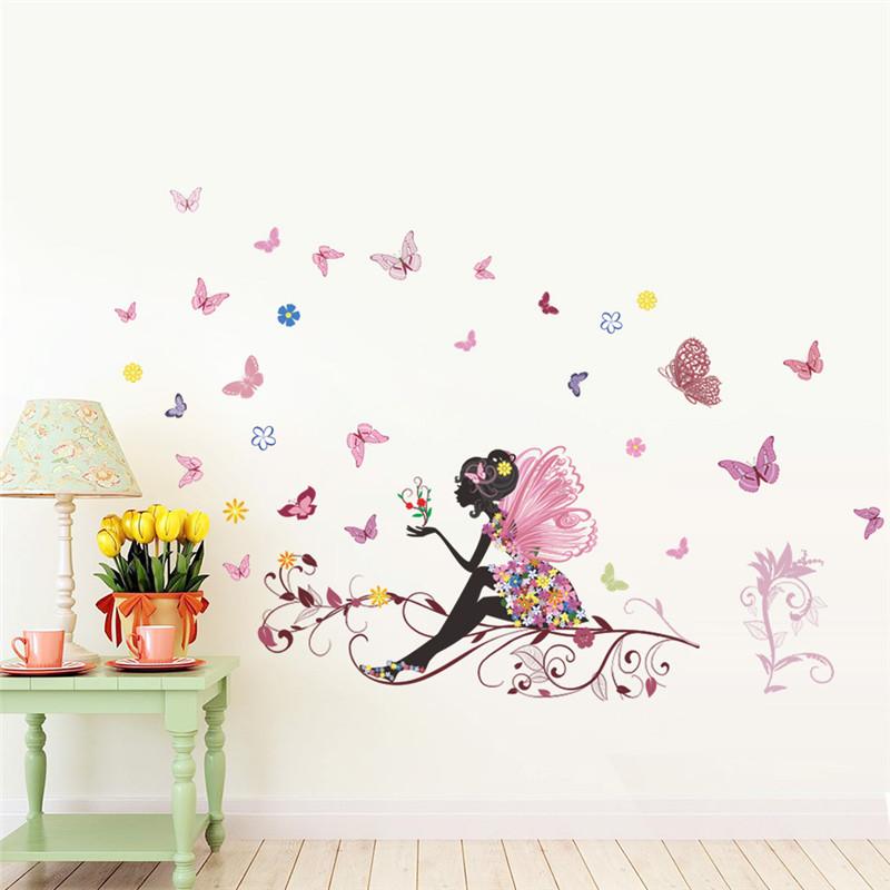 Sticker mural - Fée papillon rose | sticker mural | STIKEO.COM