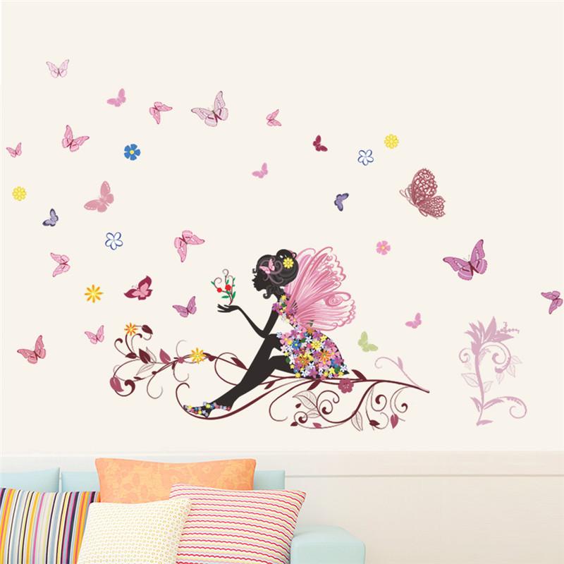 Sticker mural - Fée papillon rose | sticker mural | STIKEO.COM