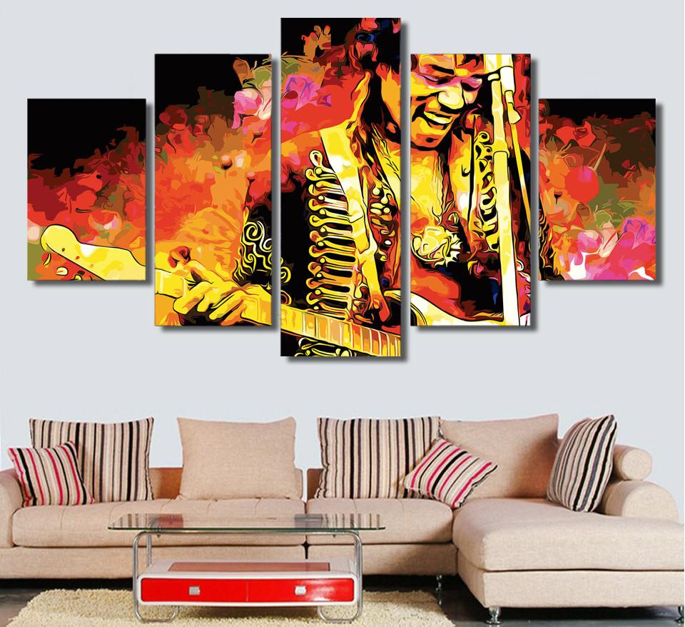 Tableaux sur toile - Set de 5 - Jimi Hendrix | tableau | STIKEO.COM