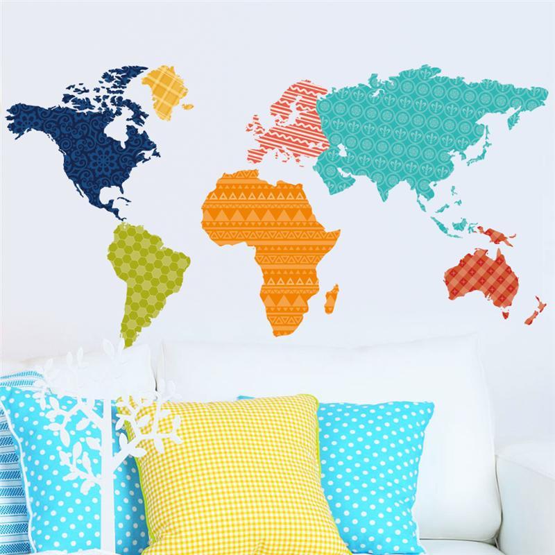 Carte du monde - Mappemonde - Multicolore | sticker mural | STIKEO.COM