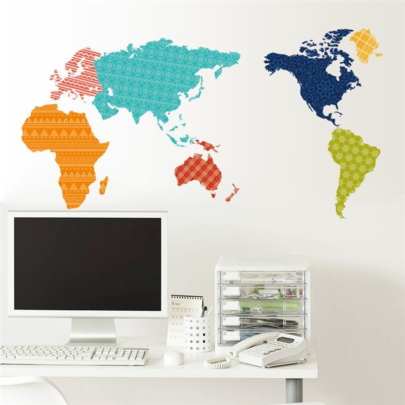 Carte du monde - Mappemonde - Multicolore | sticker mural | STIKEO.COM