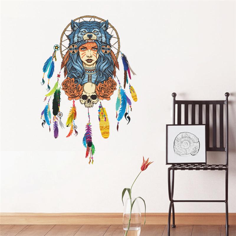 Sticker Mural - Dream Catcher Flying Feathers | sticker mural | STIKEO.COM