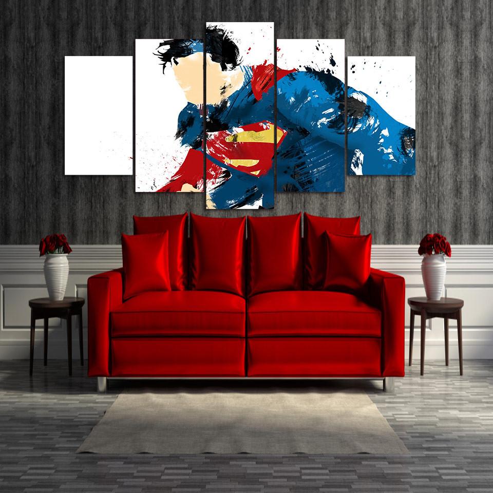 Tableaux sur toile - Set de 5 - Comics - Watercolor - Superman | tableau | STIKEO.COM