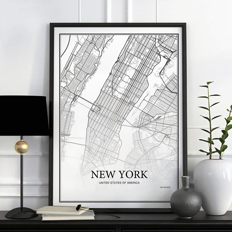 Cartographie de ville - Paris - Londres - New york | poster | STIKEO.COM