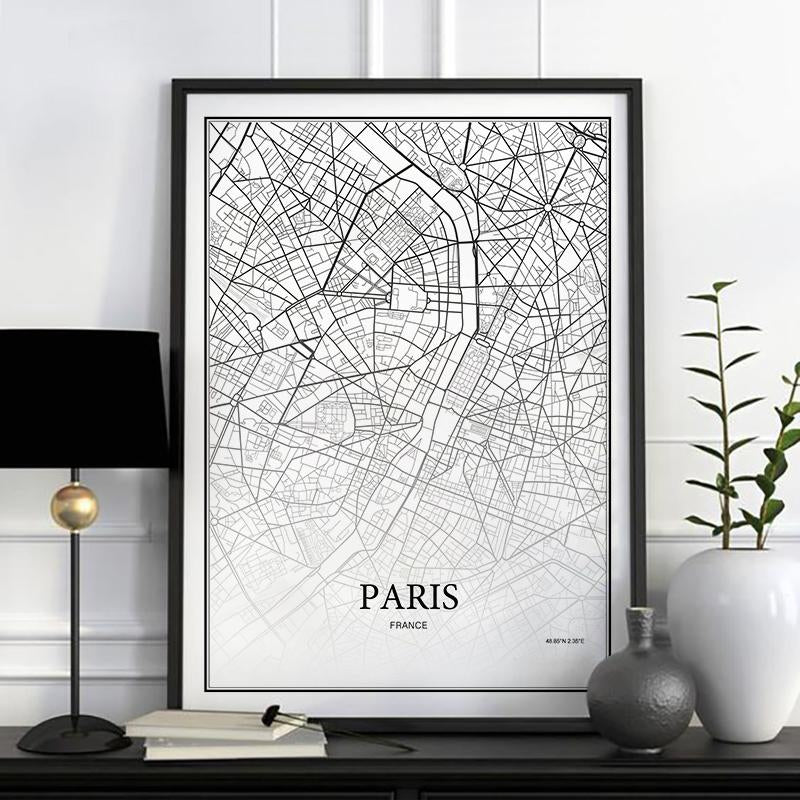 Cartographie de ville - Paris - Londres - New york | poster | STIKEO.COM