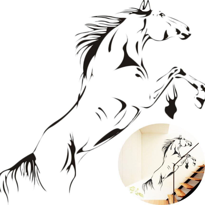 Sticker mural - Black Horse running | sticker mural | STIKEO.COM