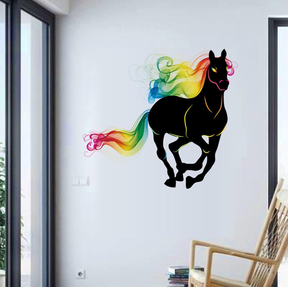 Sticker mural - cheval multicolore -  3D Horse wall stickers | sticker mural | STIKEO.COM