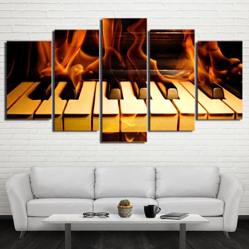 Piano Keys Fire | tableau | STIKEO.COM