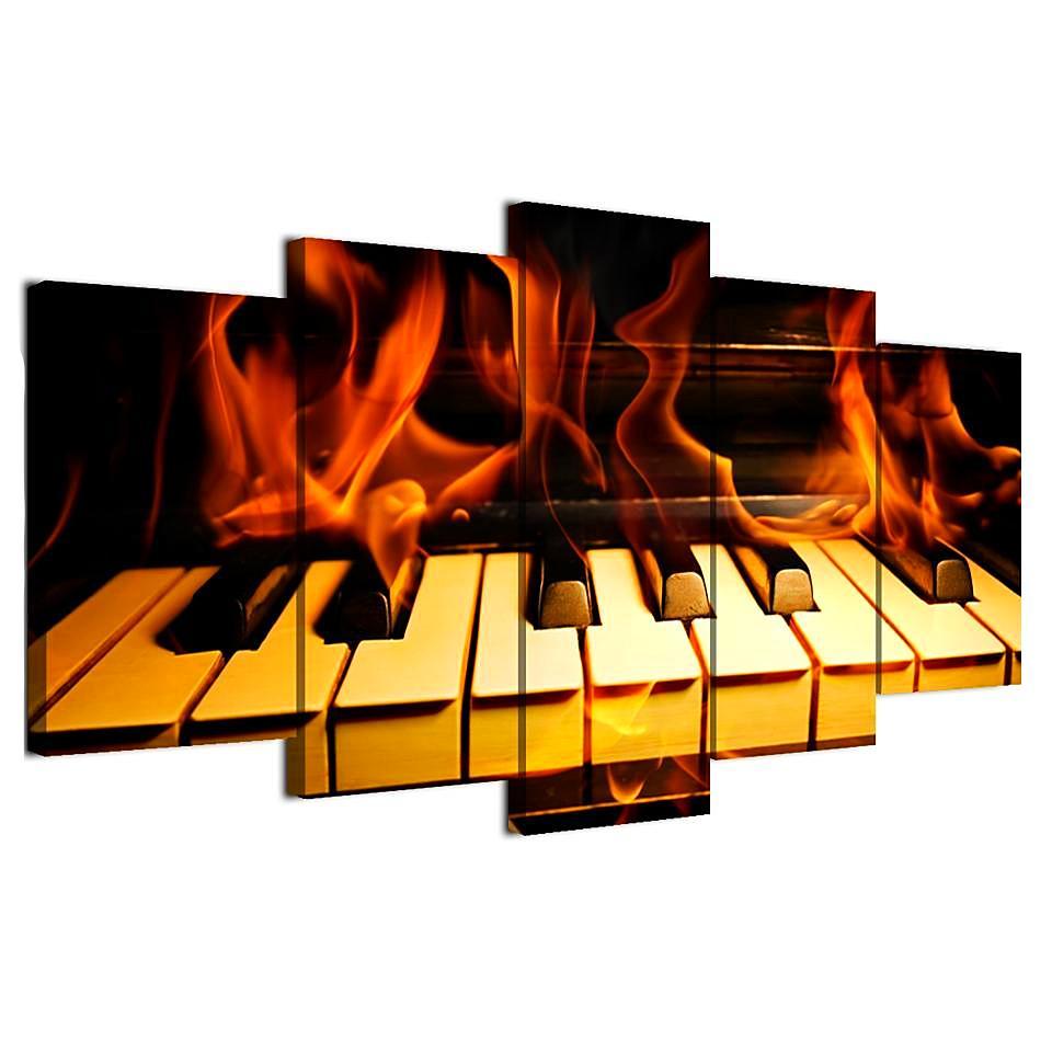 Piano Keys Fire | tableau | STIKEO.COM