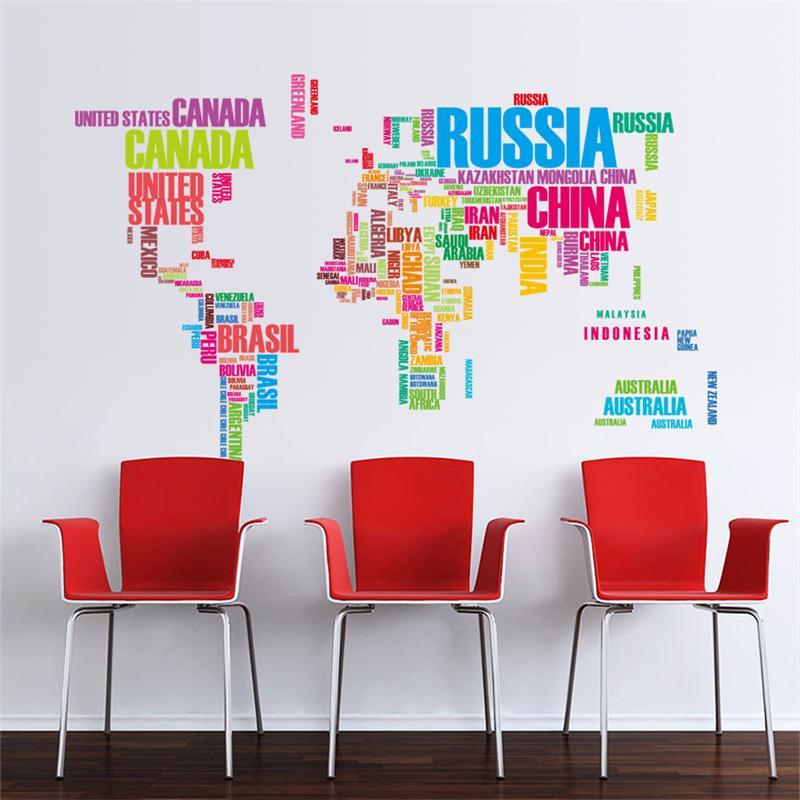 Carte du monde - Mappemonde - Nuage de mot | sticker mural | STIKEO.COM