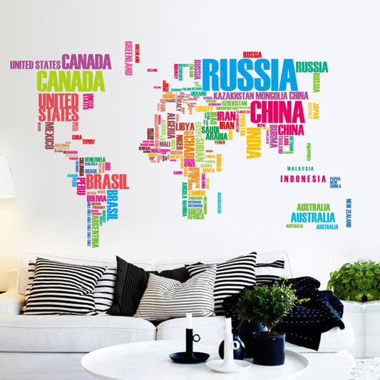 Carte du monde - Mappemonde - Nuage de mot | sticker mural | STIKEO.COM