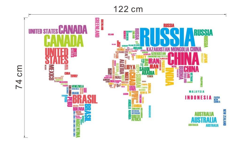 Carte du monde - Mappemonde - Nuage de mot | sticker mural | STIKEO.COM