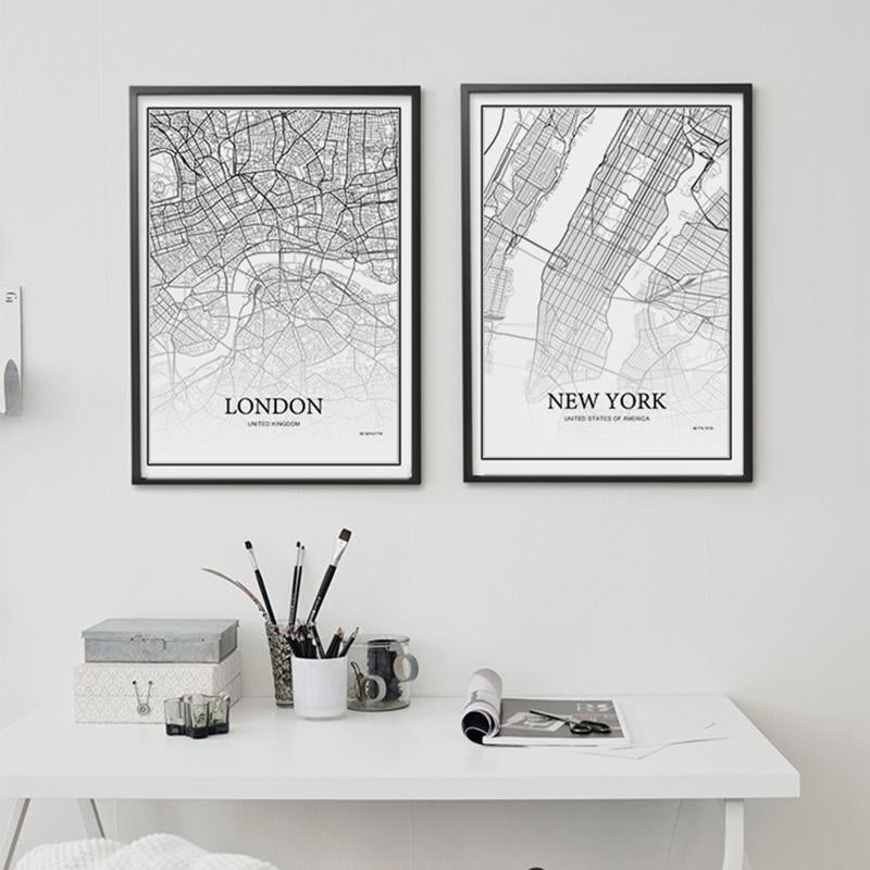 Cartographie de ville - Paris - Londres - New york | poster | STIKEO.COM